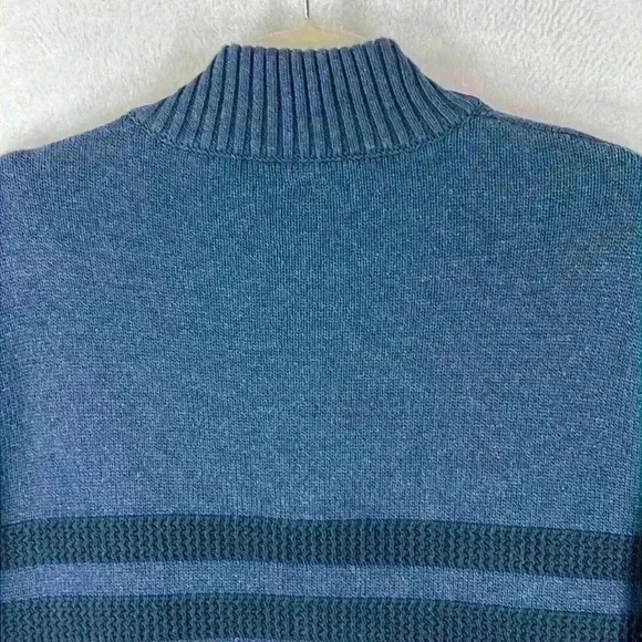 Tahari Men’s Sweater Sz XXL Navy 100% Cotton Long Sleeve Mock Neck Front 1/4 Zip - Picture 5 of 11